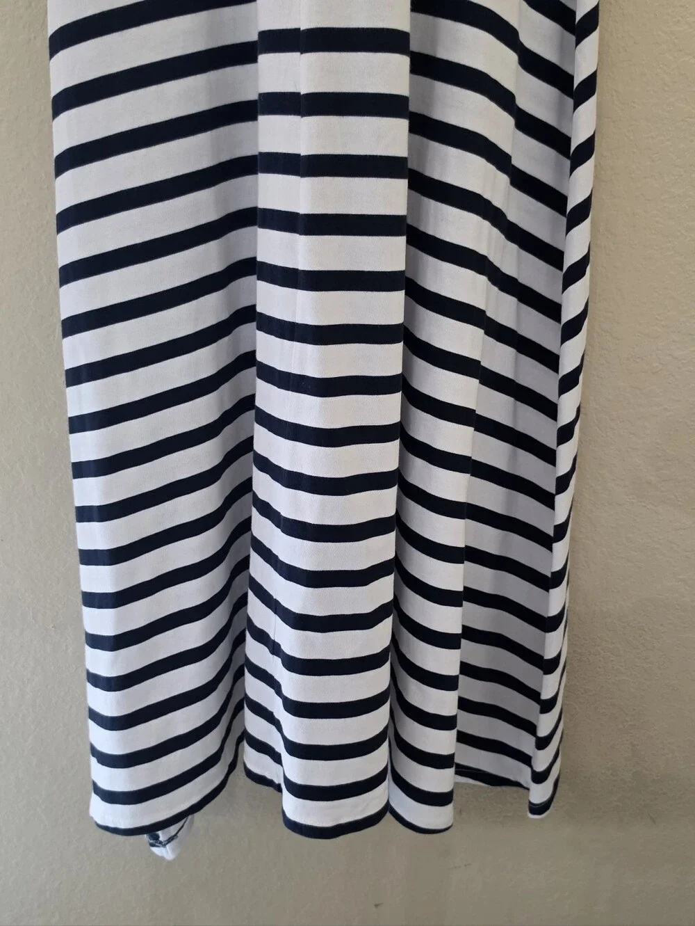 J.‎ Crew Maxi Tank Dress Womens Medium Black White Stripe High Low Hem Nautical